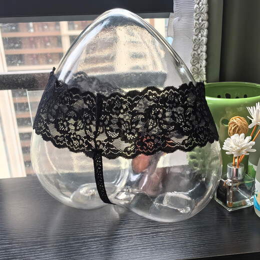 Yeya sexy men's thong, tempting transparent lace wide-brimmed waist, comfortable and open opening JJ set U convex T underwear, black L, recommended 90-135Jin Jin equals 0.5kg, hip circumference within 95