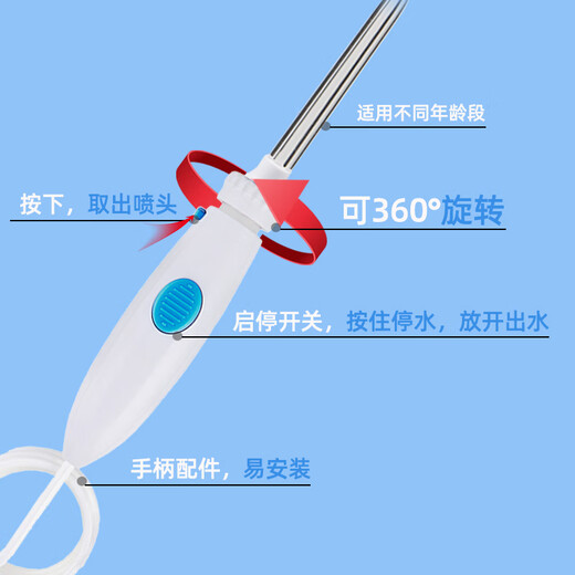 YWZR trendy care appliances adapt to CleanBio tooth rinser WP660/WP100 water flosser handle water pipe nozzle accessories tooth cleaner repairable handle + nozzle 2 pieces