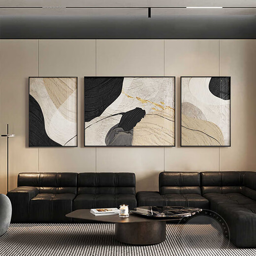 
Huaixue high-end living room decorative painting modern art office triptych black white gray abstract sofa background wall hanging painting JD13785 left and right 40*60 80*60 crystal porcelain aluminum alloy black frame