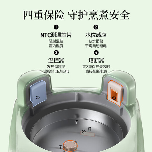 Buydeem health pot all-glass kettle self-operated multi-functional stew pot teapot all-in-one office home thermostatic pot electric kettle 1.2L FK571 light fir green + tea basket