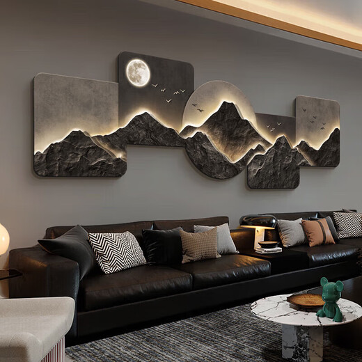Ji Jian Ji backing living room decoration painting modern light luxury sofa background wall mural high-end hanging painting