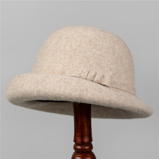 Fangchi felt mother hat women's French retro bow bucket hat autumn and winter rich style hat mocha color M (56-58cm)