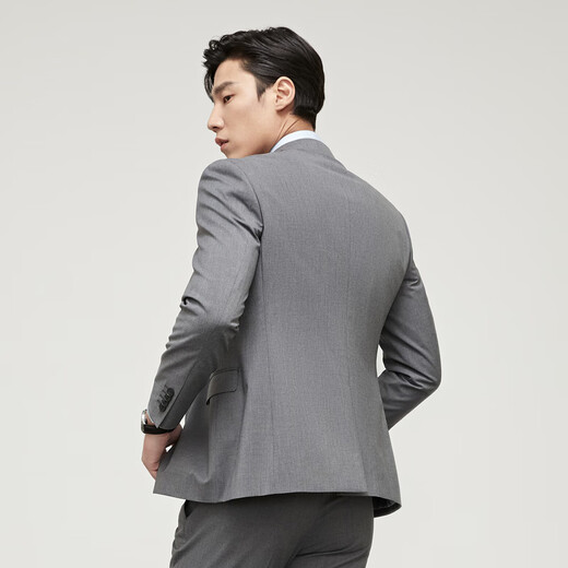 YOUNGOR Suit Herren 229 Style Two Einreihiger Business-Anzug mit mittlerem Rückenschlitz Business-Anzugjacke Grau L 175 /96A