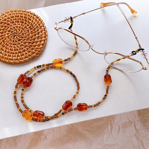 Chenghuan Ji Mai Chenghuans Großmutter Star Wu Yanshu gleichen Stil wie Halfer-Halsgläser-Kette Anti-Verlust-Kette Anti-Glasse Seilbernspiegelkette [Vulin-Lederspiegeltuch]