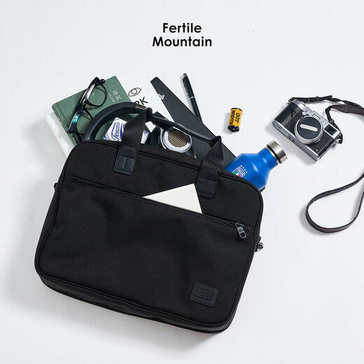 Liangshan briefcase men's double-layer handbag large capacity business commuting travel ballistic nylon computer bag black without shoulder strap 16 inches