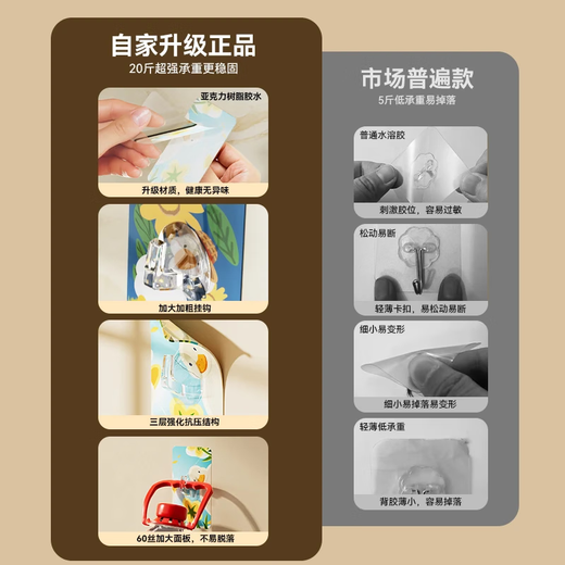 Wall shelf hook sticky hook strong load-bearing cartoon creative kitchen bathroom wall hanging door for home use 5 random pcs