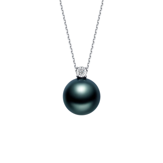 Muqin 18k gold seawater black pearl chain brand Yiwanyuan versatile pearl pendant is a gift for girlfriend about 10-10 jewelry