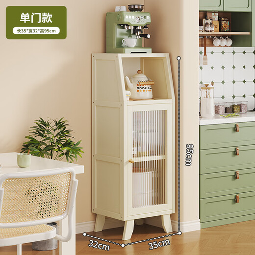 Sizhuge Kitchen Shelf Nordic Sideboard Microwave Oven Home Living Room Cabinet Home Solid Wood Multi-Function Storage Cabinet Wine Cabinet Single Door Model-Milk White