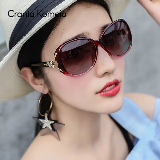 CRANTA KOMEIA官网太阳镜女2022新款墨镜显瘦防紫外线偏光镜生日礼物送女友 紫色框渐变紫 高级感ck风送老婆女朋友实用高档