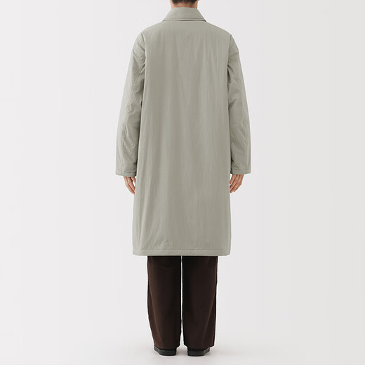 MUJI Men's Stand Collar Coat Windbreaker Jacket Long Sleeve Men's 25 Years Winter Cotton Clothes AD0XKA5A Light Silver Gray L (175/100A)