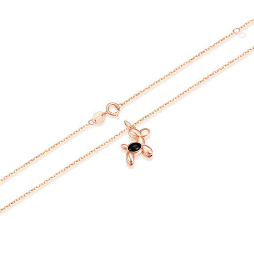 Mengjinyuan K gold necklace 18k gold cartoon balloon dog pendant inlaid agate clavicle chain 45cm about 0.9g