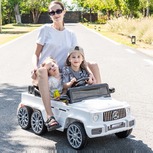 No Angel children's electric car for boys and girls six-wheel four-wheel car that can sit on a person's remote control toy car for adults and children six-wheel drive black 12V12A battery + soft wheel + leather seat + remote control children's electric car with six wheels and can sit on a person's remote control car