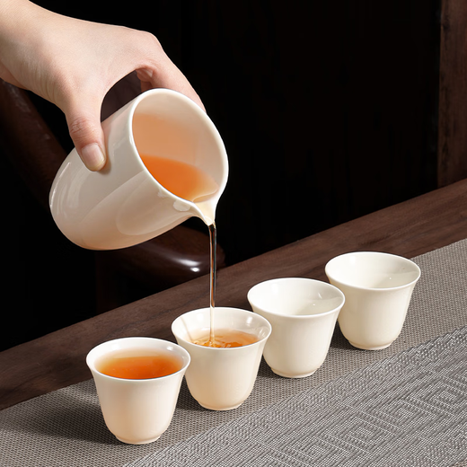 PAKCHOICE tea set complete set mutton fat jade white porcelain Kung Fu tea set ceramic tea cup gift box father's birthday gift