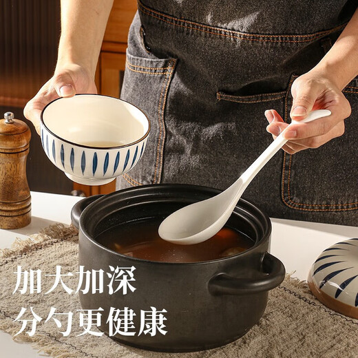 Japanese ceramic spoon large long handle household ceramic spoon large capacity spoon porridge spoon rice spoon spoon 1 pack pure white spoon extra large ceramic spoon