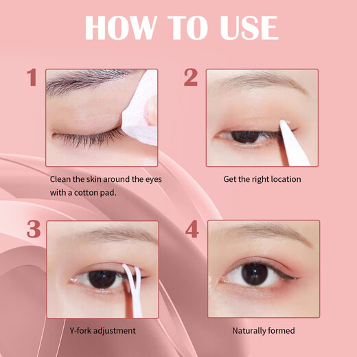 EELHOEEyelid Tape Self-Adhesive, Natural-Looking & Traceless 10 Tapes bottle, double eyelid tape, Y-shaped push stick, clip