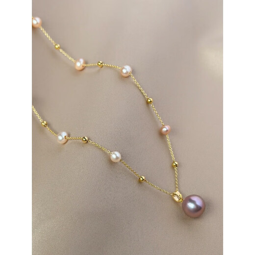 Hanzhu Freshwater Pearl Gypsophila Necklace Feminine Necklace New Clavicle Chain 2025 Niche Purple