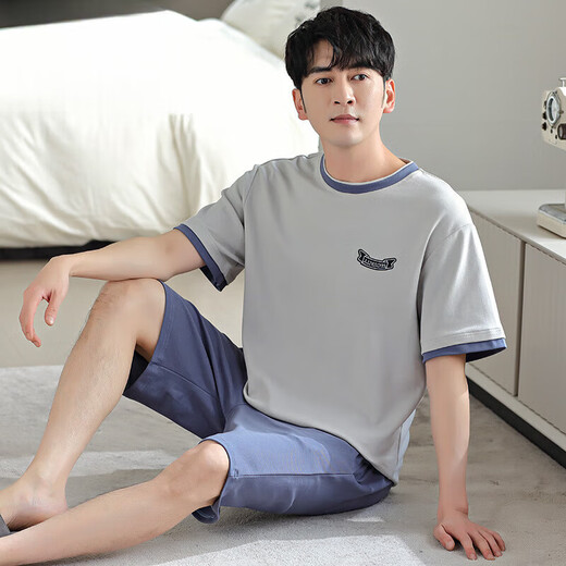 Modal Pyjamas Herren neuer Sommer Baumwollpullover Einfach bequemes leichte Luxusgefühl von MENSCHLOSSEN COOL FORMEN KÖNNEN OUTER HAUS KOMBETRAG SET ZY9764 MEN-XXXL
