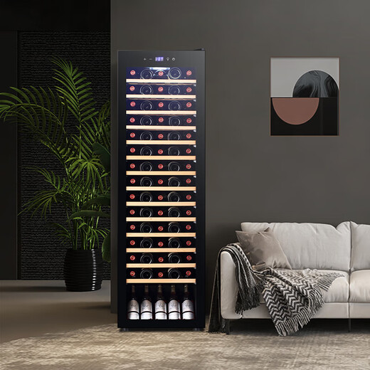 Bacchus Ice Bar 75 Bottles Constant Temperature Embedded Wine Cabinet Living Room Refrigerator Household Wine Cellar Level Wine Cabinet Sake Beer Wine Refrigerator Office Restaurant Tea Cabinet YC-208 Air-cooled Single Temperature Full Flat Shelf 75 Bottles
