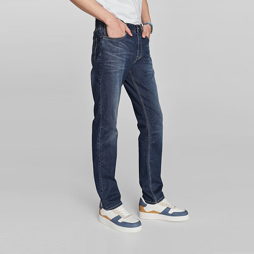 Lee [Ended by Zhang Linghe] Cool pants Spring and summer 723 slim mid waist straight feet medium dark blue thin men's jeans medium dark blue 32