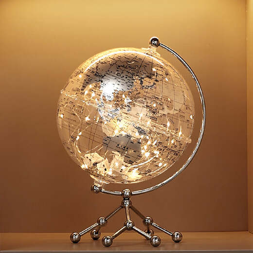 First sight of wine cabinet decorations, art, light luxury, high-end red wine racks, living room sideboards, TV cabinets, housewarming gifts, light luxury transparent globe ornaments, silver style + light strips