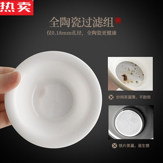 Filtre de thé de thé à thé importé allemand Filtre de thé en porcelaine blanc filtre à thé filtre à thé céramique basse tasse de thé à thé intégré Thé 13547 trou mouton gras jade en porcelaine roche