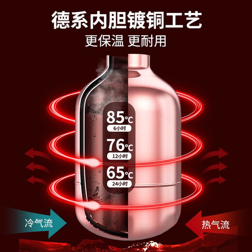 Thermal insulation pot for household large capacity 304 stainless steel inner liner long-acting insulation hot water bottle wedding dowry customization 9277 champagne gold 2.1 liters, inside and outside 304 not 0ml