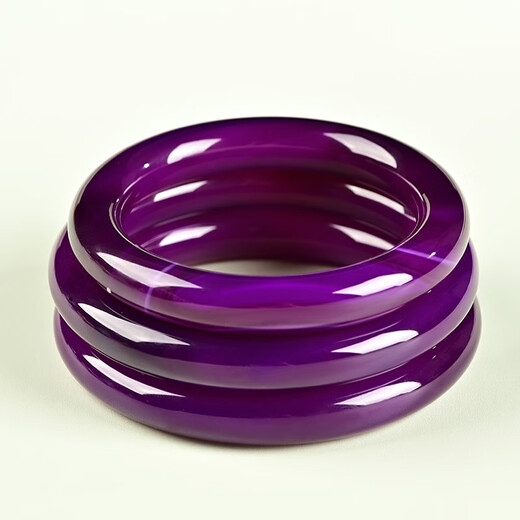 Eternal symbol collection grade purple agate bracelet for women round bar primary color ice type purple chalcedony wide jade bracelet jade bracelet Valentine's Day gift collection grade purple agate bracelet round bar 58-60mm