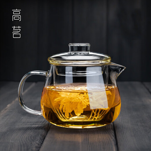 Gaoming glass teapot thickened high temperature resistant penguin teapot household filtered floral teapot tea water separation teapot