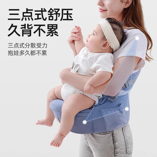 Betas waist stool baby strap lightweight four seasons hug baby out for two-in-one hug and hold baby hug tool [breathable upgradeable and removable] Moss Blue/single waist stool + shoulder strap