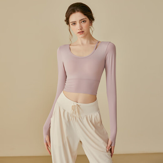 LULUUVTTOH yoga clothing suit for women with chest padded sports top summer quick-drying breathable running training Pilates fitness clothing for women taro top M (suitable for 100-120 Jin Jin equals 0.5 kg)