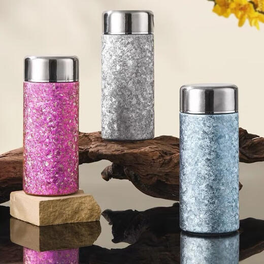Lige Pure Titanium Mini Thermos para mujeres Pequeña capacidad 200ml Copa de bolsillo Copa Regalo Customing Lettering Titanium Goddess Cup (Estilo de luz) Pure Pure-Rongyun Powder 200ml