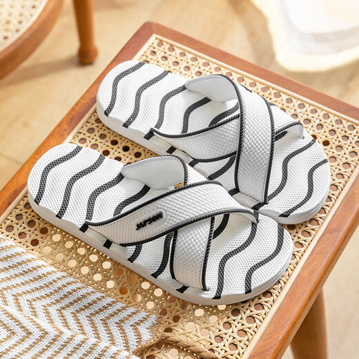 Wanpusen anti-slip silent large-size women's slippers for women indoor and outdoor summer couples wear summer soft-soled sandals for women, women white women's style 37 wide feet, fat, please buy one size