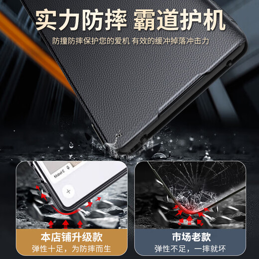 Gullfoss 三星w25手机壳三星w24保护套全包5G男女三星Z Fold6/d5简约商务镜面翻盖式皮套防摔轻奢超薄外壳 臻选纳帕皮【黑色】翻盖式皮套 三星w25