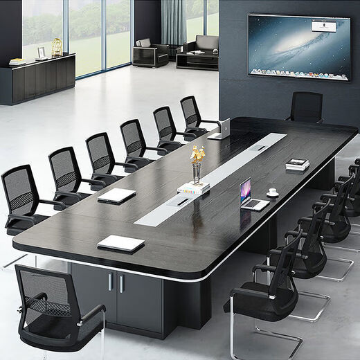 会议桌大型长桌长条桌简约现代洽谈桌培训桌会议桌椅组合办公桌子 (台面加厚)2.0米*1.0米会议桌