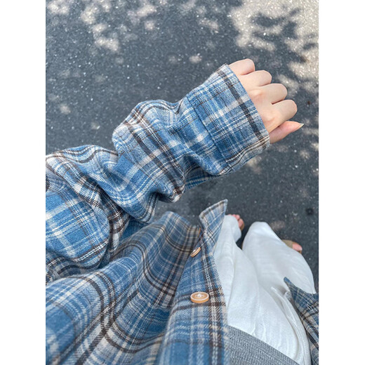 
Pei Shiyan blue grinding plaid shirt men's long-sleeved autumn and winter plus velvet thickened American retro commuter style shirt jacket c9734 rose red plus velvet M 95-115Jin [Jin equals 0.5 kg] can be worn