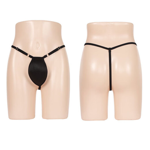 Wen Shiou Men's 3D Realistic Sponge Cup Underwear Shows Bigger Sexy Low Waist Adjustable Thong Plus Size Black 80-200Jin Jin equals 0.5kg Adjustable Style
