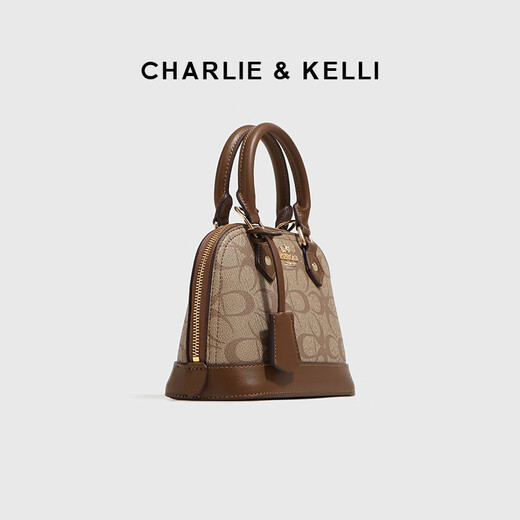 CHARLIE&KELLI CK品牌包包女包复古贝壳包单肩腋下包女士2025新款手提斜挎包 棕色【代写贺卡 品牌礼袋 】