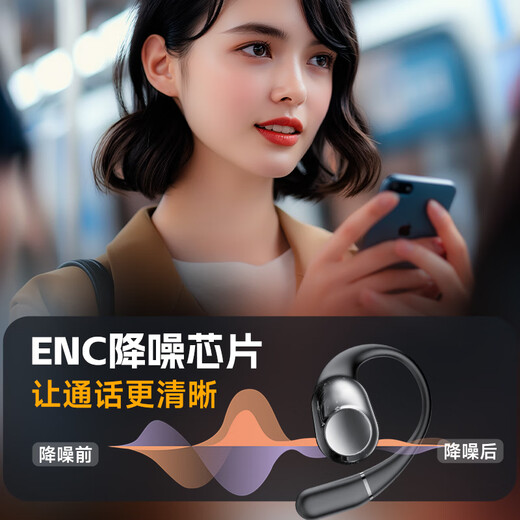 Patriot (aigo) Bluetooth headset ear-hook bone conduction concept IPX4 waterproof ENC call noise reduction open-type non-in-ear sports running headphones SA08 black