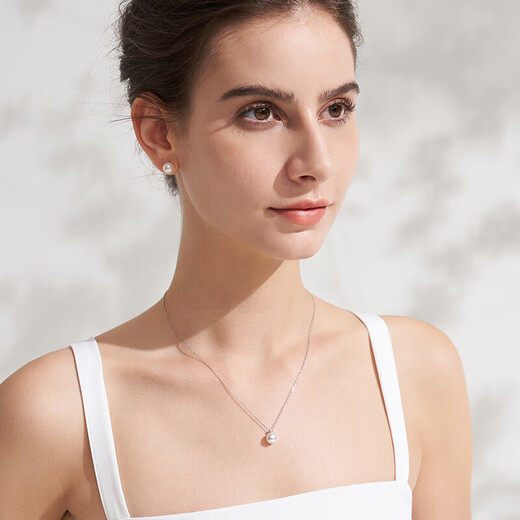 Tahitian akoya pearl pendant 8-8.5mm dot 18K gold diamond round high-gloss seawater pearl necklace for your lover