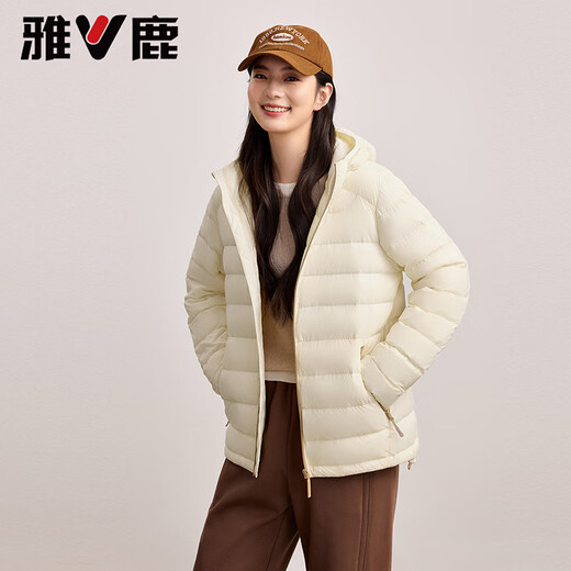 Yalu goose down ribs light down jacket 2025 new autumn and winter short hooded fashionable casual jacket