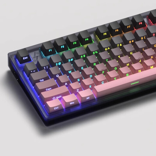 腹灵MK870 黑莓侧刻 机械键盘 有线无线蓝牙客制化 电脑游戏静音办公 黑曜石 黑莓侧刻 有线 酒红轴【麻将音】