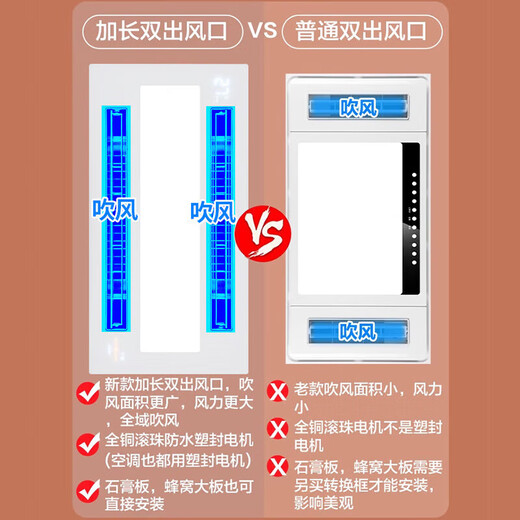 Haotaitai Smart Cooler Kitchen Recessed Lighting 2-in-1 Air Conditioner Integrated Ceiling Ventilation Cooler Fan Cooler 60W Three Motors + Bluetooth* Mijia Voice/Wiring