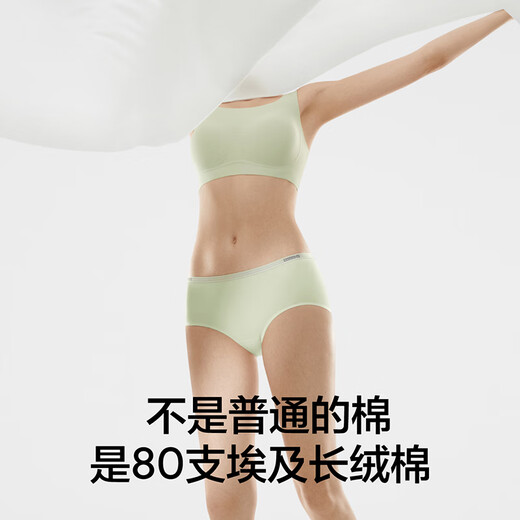蕉内银皮701S女士内裤80支长绒棉7A抗菌透气防夹臀中腰三角短裤2件装 思绿+燕麦灰 2条 M