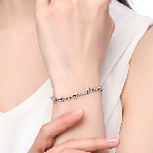 Yuan Shengfu's new PT950 fashionable flower bead platinum bracelet, authentic and versatile platinum bracelet for women, 4.78 grams, length 17-19CM