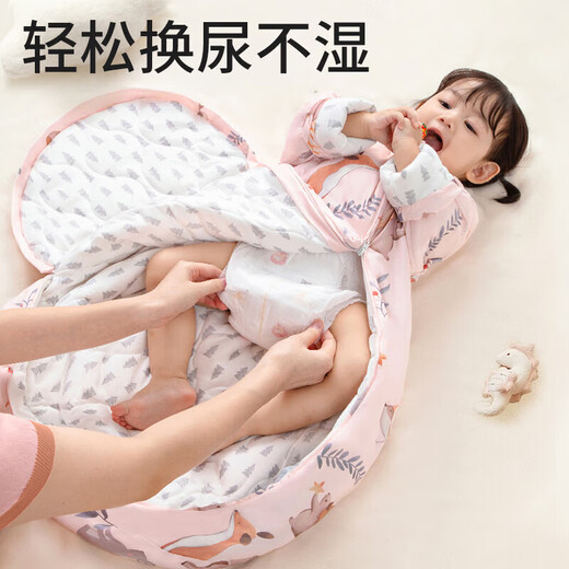Bei Chuzhong Baby Sleeping Bag Spring, Autumn and Winter 0-1-3 Years Old Baby 2 All-in-One Thickened Cotton Anti-cold Anti-Kick Quilt Anti-Jumping Thick Autumn and Winter-Kemirui Snowfield-Blue Intelligent Temperature Measurement Room Temperature 0-15 M Code Height 65-80cm Recommended Age 9 Months-2 Years
