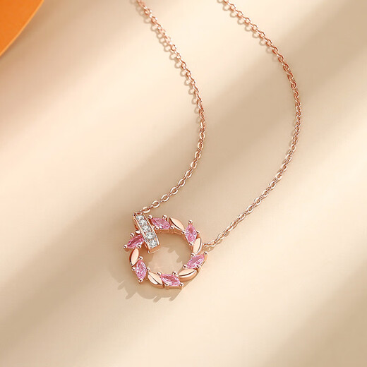 Mengshiya rose gold and silver necklace female birthday gift for girlfriend, girl, wife, fashion jewelry pendant, fastest delivery, rose gold-double ring wheat ear