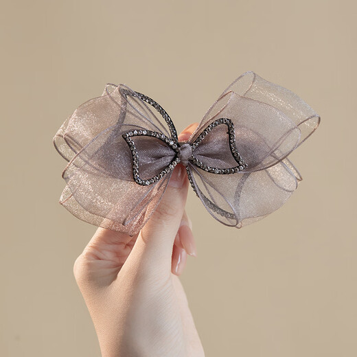 Chimera (CHIMERA) chic organza bow hairpin rhinestone ponytail one-piece clip half-tied hair accessory girl birthday gift
