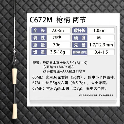 不鳜路亚竿GT25款马槊MASHUO轻量化超快调虫竿鳜鱼竿黑坑鲈 2m 25款马槊竞技版 枪柄C672M