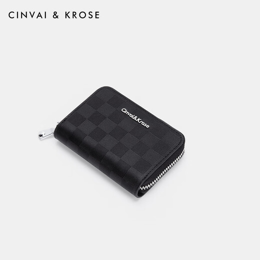 CinvaiKrose official website small c/k cowhide card bag for men's new coin wallet storage card ID card card clip 520 birthday gift CK card bag - black [Practical for my husband and boyfriend] 12 pieces