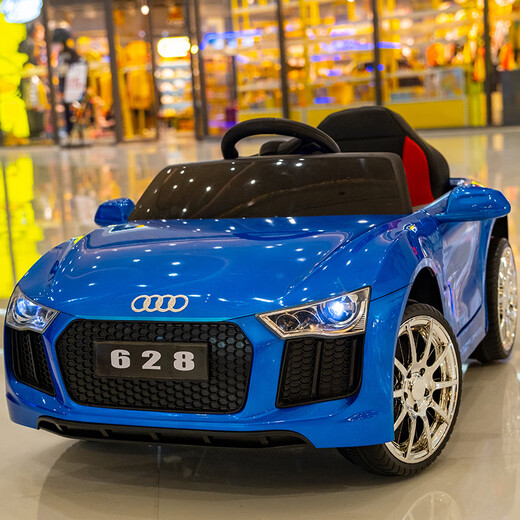 Yiyuan baby remote control car can sit on four-wheeled children's car for 0-3 years old, swing car for men and women, charging stroller, Audi white dual drive + Bluetooth music dual drive